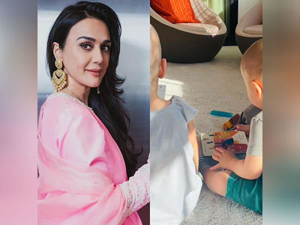 Preity Zinta shares pictures of her kids after their mundan ceremony