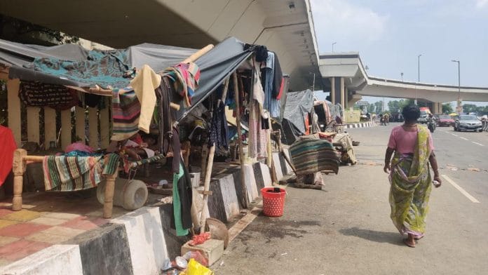 Rajdhuai, a displaced Yamuna Khaddar resident, at the relief camp near Mayur Vihar Phase I | Bismee Taskin | ThePrint