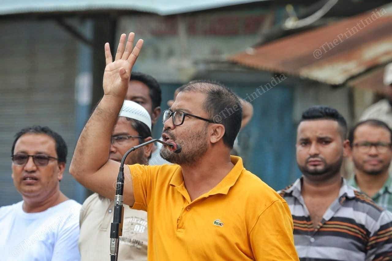 Md. Rafijuddin Shah speaking a peace rally organised by the Meitei Pangal Intellectual Forum at Kwakta Bazar in Manipur | Praveen Jain | ThePrint 