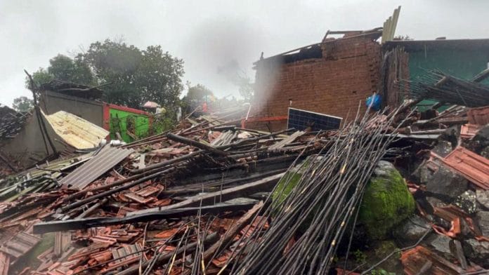 File photo of some damaged houses after a landslide at Irshalwadi village in Raigad | ANI