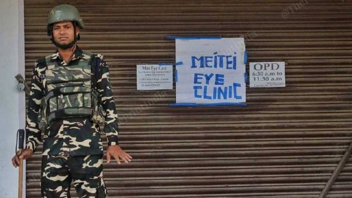 A poster stating 'Meitei Eye Clinic' in Imphal's New Checkon market | Photo: Praveen Jain/ThePrint