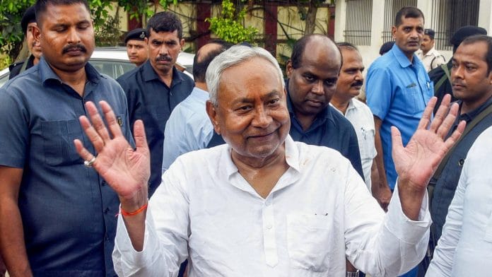 Nitish Kumar addressing media at Patna airport, Wednesday | Representational image | ANI