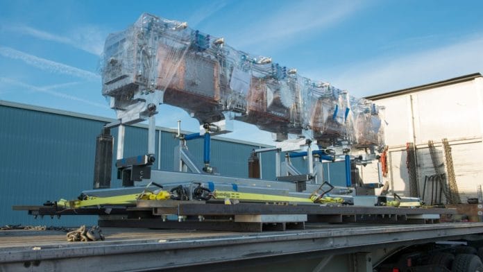File photo of PIP-II's radio-frequency quadrupole arriving at Fermi National Accelerator Laboratory from Lawrence Berkeley National Laboratory in 2015 | news.fnal.gov