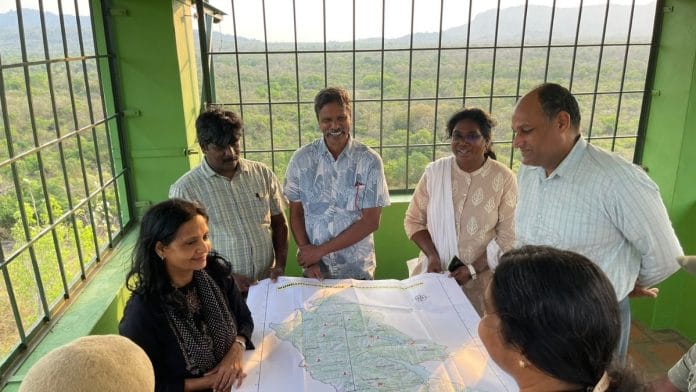 Supriya Sahu (in black) at the Kalakad Mundanthurai Tiger Reserve | Photo: Twitter, @supriyasahuias