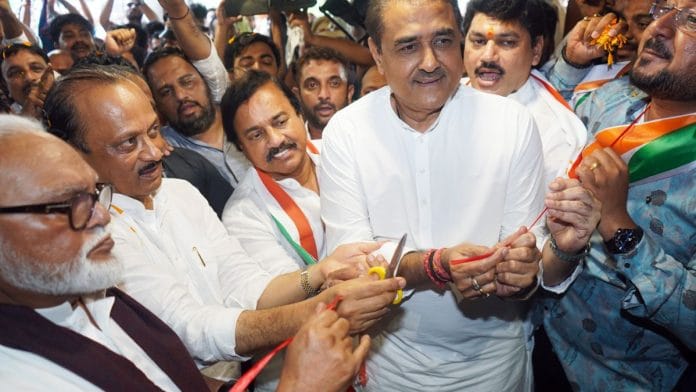 Maharashtra Deputy Chief Minister Ajit Pawar along with Chhagan Bhujbal, Sunil Tatkare and Praful Patel inaugurated the new party office in Mumbai on Tuesday | ANI Photo