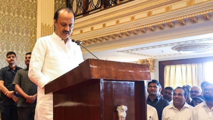 Ajit Pawar takes oath as deputy chief inister of Maharashtra Sunday | Photo: ANI