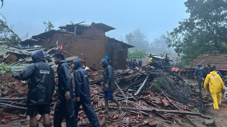 Ten dead, over a 100 feared trapped after landslide in Maharashtra’s Raigad district