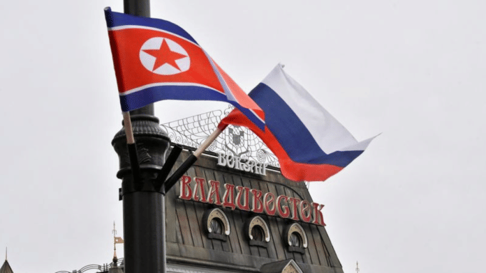 File photo of Russia and North Korea flags via Reuters