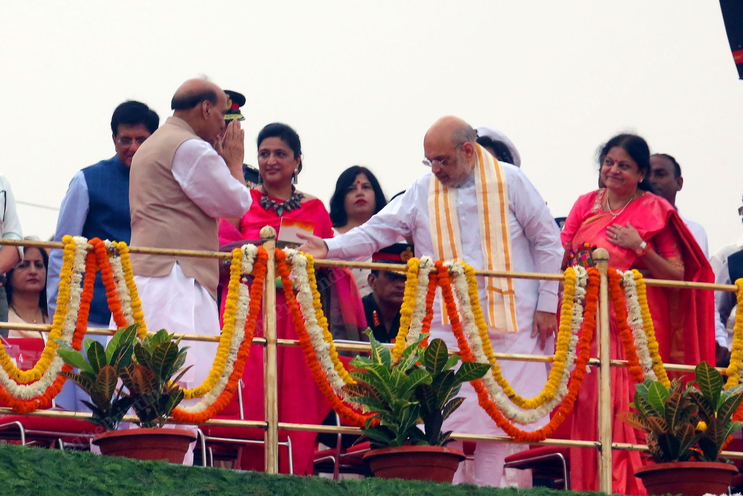 Union Defence Minister Rajnath Singh, Home Minister Amit Shah with his wife Sonal Shah reached Red Fort to attend the 77th Independence Day | Photo: Praveen Jain | ThePrint