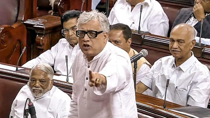 File photo of TMC MP Derek O'Brien speaking in parliament | ANI