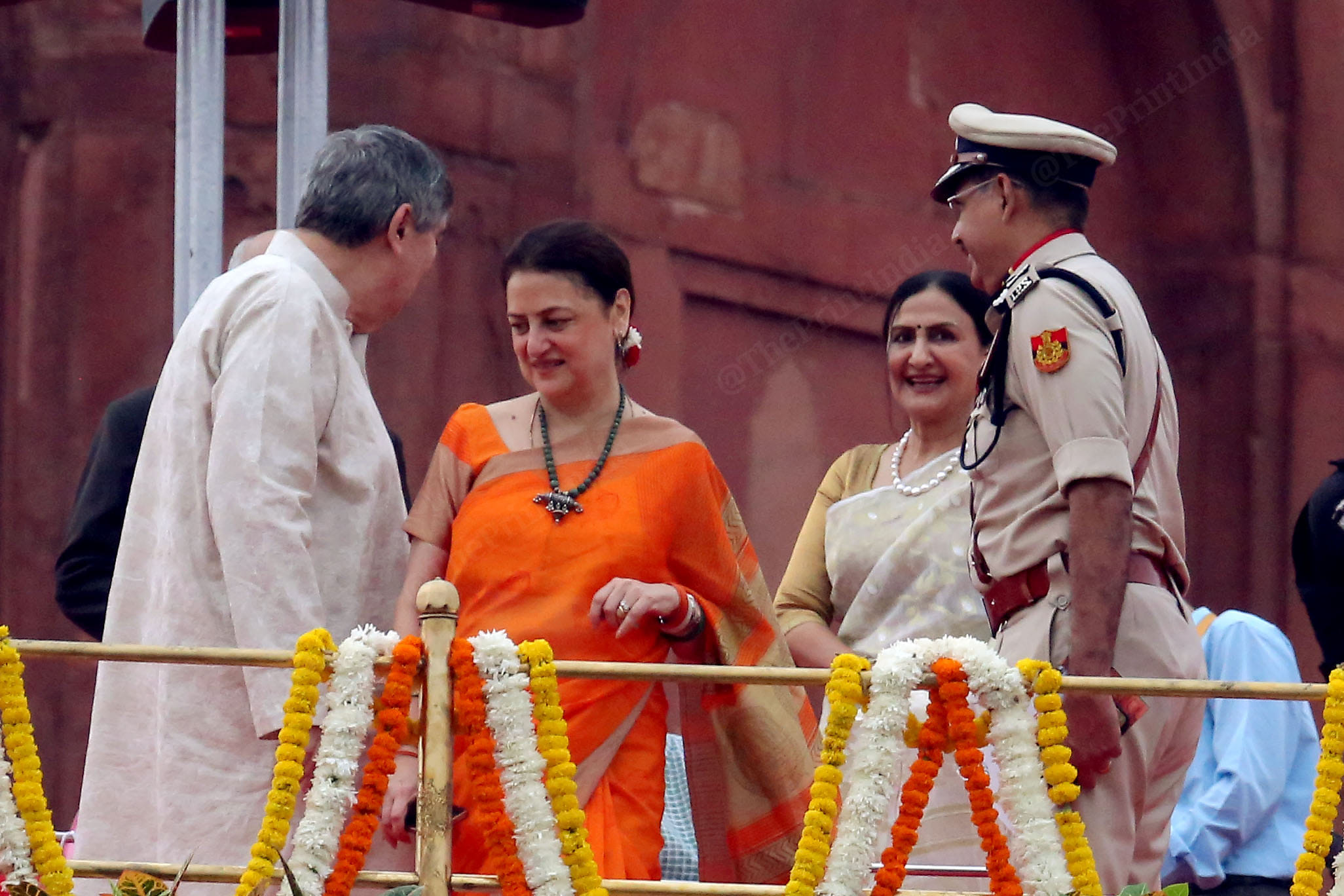 Justice Sanjay Kishan Kaul with his wife Shivani Kaul and Police Commissioner of Delhi Sanjay Arora with his wife Renu Arora at Red Fort | Photo: Praveen Jain | ThePrint