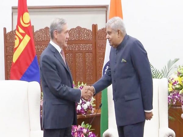 Former Mongolian PM Enkhbayar Nambar calls on Vice President Jagdeep Dhankar