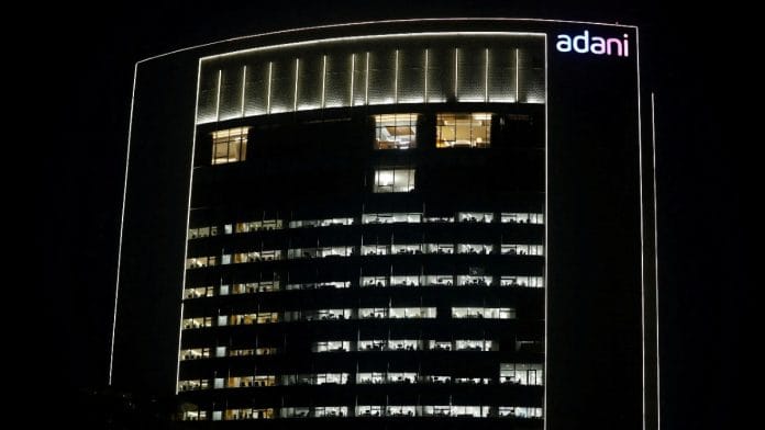 Logo of Adani Group on the facade of its Corporate House on the outskirts of Ahmedabad | Representational image | Reuters/Amit Dave
