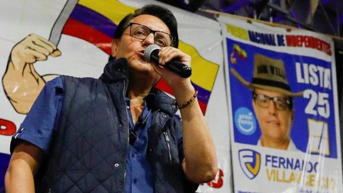 Ecuadorean presidential candidate Fernando Villavicencio speaks during a campaign rally in Quito, Ecuador August 9, 2023 | Reuters