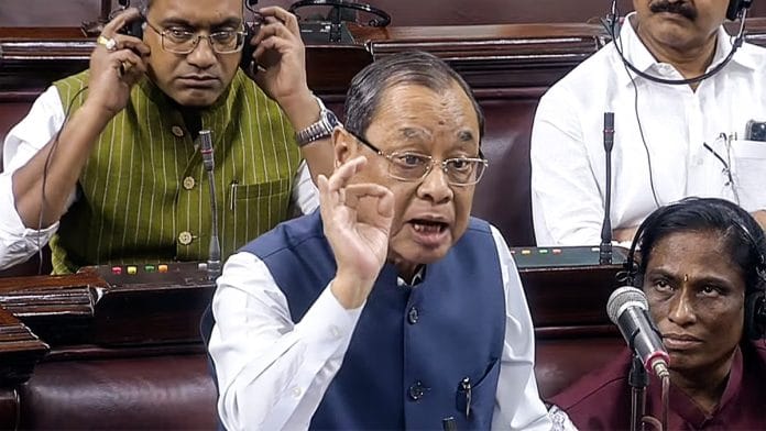 Rajya Sabha MP and former CJI Ranjan Gogoi speaking in Rajya Sabha, Monday | ANI