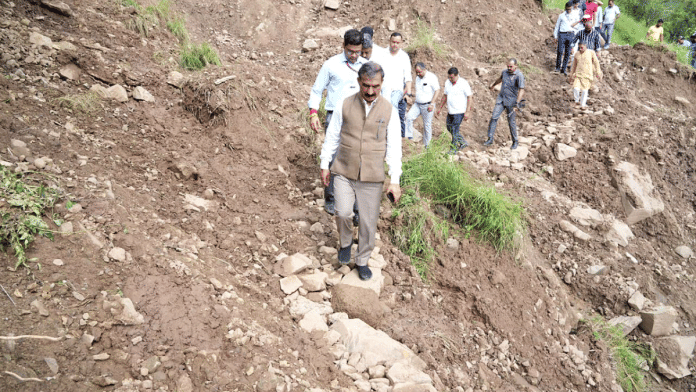 Himachal Pradesh CM Sukhvinder Singh Sukhu takes stalk of disaster-hit Maseran village of Sarkaghat area in Mandi district on Thursday | ANI