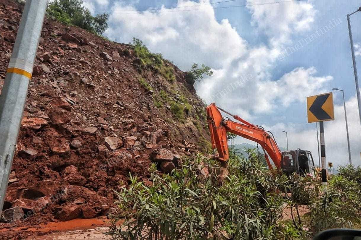 Construction work to widen roads in Shimla are on | Photo by Praveen Jain/ThePrint