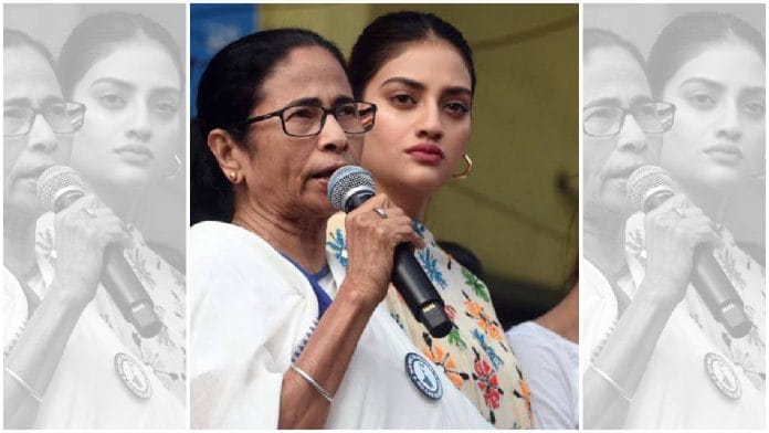 File photo of actor-politician Nussrat Jahan with TMC chief Mamata Banerjee | Twitter | @nusratchirps