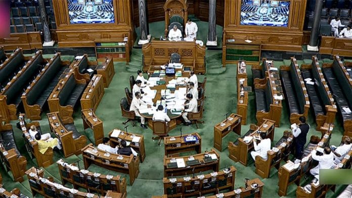 Lok Sabha during the ongoing Monsoon Session of Parliament House, in New Delhi, Friday | ANI photo/Sansad TV