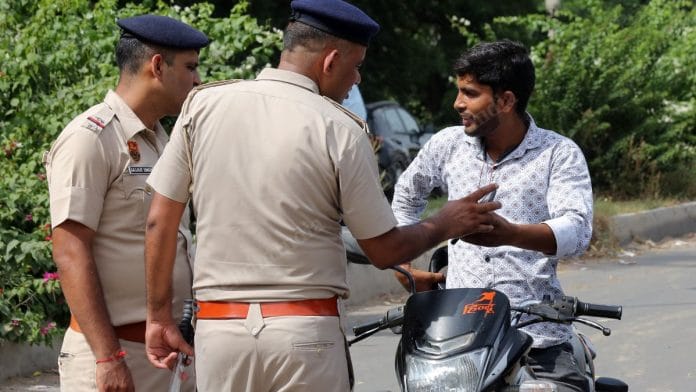 Security checks on roads leading to Haryana's Nuh district | Photo: Suraj Singh Bisht