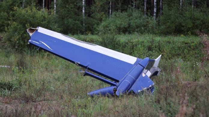 A wreckage of the private jet linked to Wagner mercenary chief Yevgeny Prigozhin is seen near the crash site in the Tver region, Russia, August 24, 2023 | Reuters