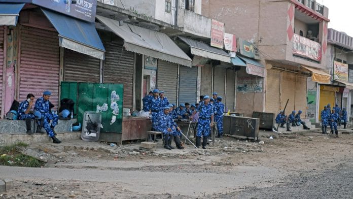 Rapid Action Force personnel deployed after communal clashes in Nuh district, Thursday | ANI/Ishant