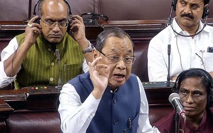 Rajya Sabha MP and former CJI Ranjan Gogoi speaking in Rajya Sabha, Monday | ANI