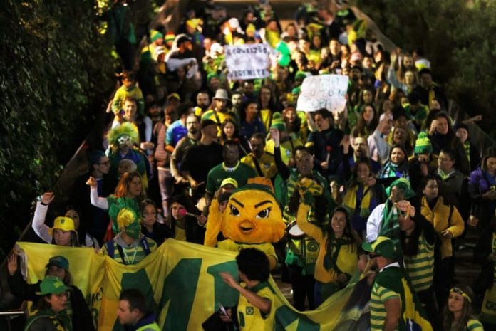 Brazil fans outside the stadium before the match | Reuters