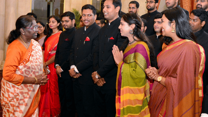 File photo of President Droupadi Murmu meeting with a group of IAS officers at Rashtrapati Bhavan | ANI