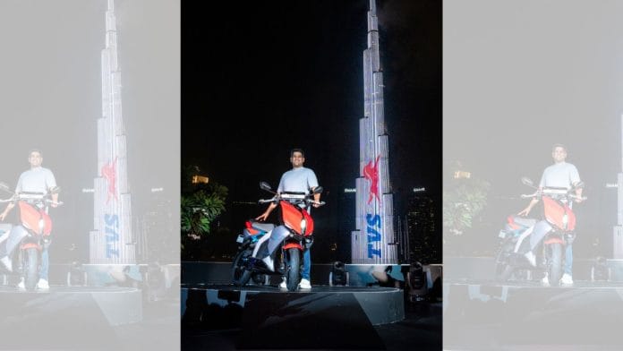 Sudarshan Venu with the TVS X | By special arrangement