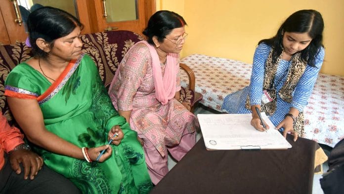 An enumerator collects information for the Bihar caste survey | Representational image | ANI