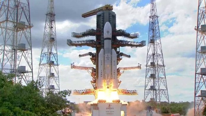 Chandrayaan-3 takes off from the second launch pad of the Satish Dhawan Space Centre at Sriharikota, Andhra Pradesh, on 14 July 2023 | Twitter/@chandrayaan_3