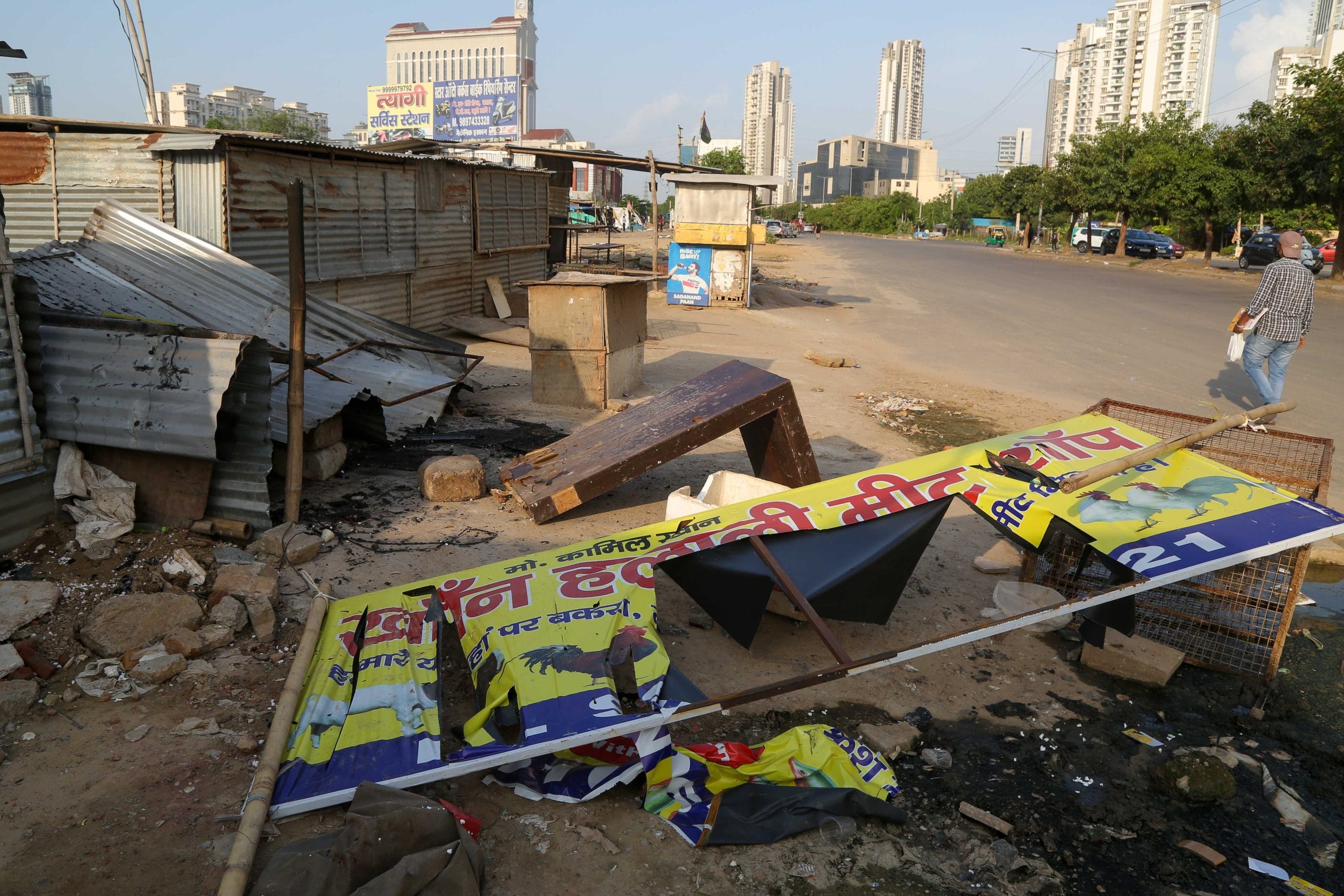 Destroyed hoardings of shops in Badshahpur | Suraj Singh Bisht | ThePrint