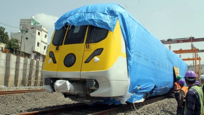 Coaches of first three-coach metro train arriving in Indore on 31 August, 2023 | Representational image | ANI