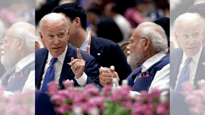 Prime Minister Narendra Modi and US President Joe Biden in conversation during the G20 Leaders' Summit in New Delhi on 10 September | ANI
