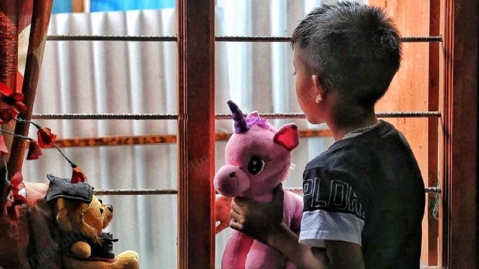 Defence Security Corps sepoy Serto Thangthang Kom's 10-year-old son at their Imphal home | Praveen Jain | ThePrint