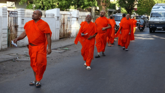 File photo of Swaminarayan seers out on the road in Ahmedabad | ANI