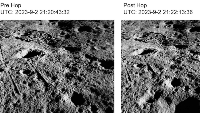 Pre and post hop images from Lander Imager-1 camera | Photo: X, @isro