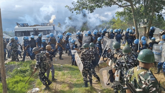 Security personnel fire tear gas shells to control protesters at Manipur’s Bishnupur district | Donald Sairem | ThePrint