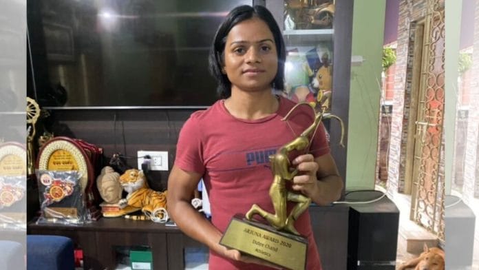 Dutee Chand poses with her Arjuna Award | Nootan Sharma | ThePrint
