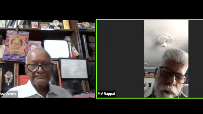 (From left) Col. (Retd.) V.S. Verma and M.V. Rappai at the webinar | YouTube: Institute of Chinese Studies