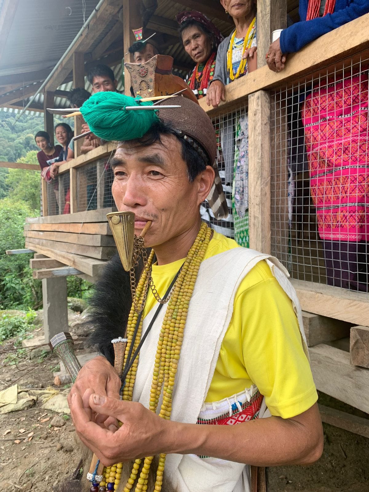 A Nyishi resident of Laching Bagang village, dressed in ethnic attire | Karishma Hasnat, ThePrint