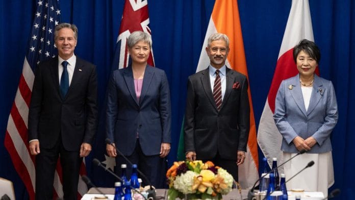 US Secretary of State Antony Blinken, Australian Foreign Minister Penny Wong, External Affairs Minister S Jaishankar, and Japanese Foreign Minister Yoko Kamikawa | Twitter/ @SecBlinken