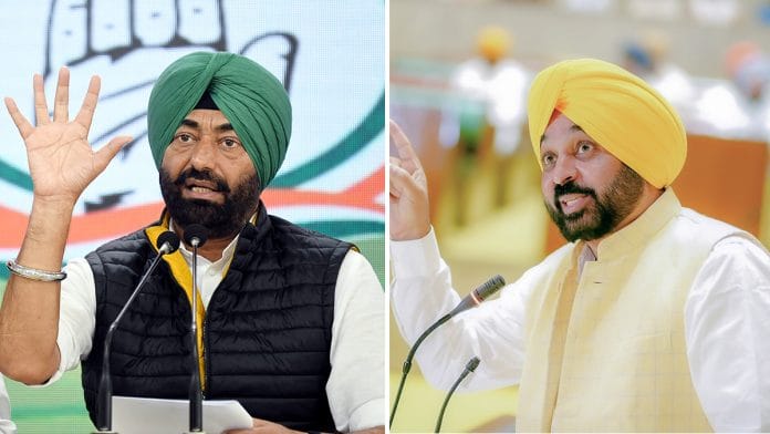 Congress leader Sukhpal Khaira and Punjab Chief Minister Bhagwant Mann | ANI