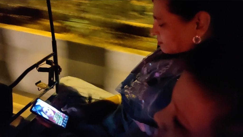 Sameena looking at her reels