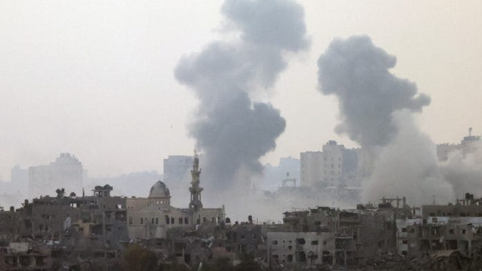 Smoke is rising after an Israeli strike on Gaza seen from a viewpoint in Southern Israel on 24 October 2023 | Reuters/Violeta Santos Moura