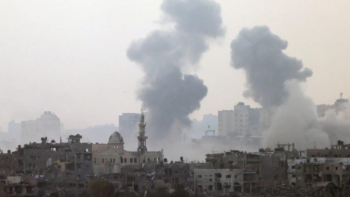 Smoke is rising after an Israeli strike on Gaza seen from a viewpoint in Southern Israel on 24 October 2023 | Reuters/Violeta Santos Moura