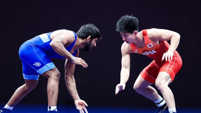 Bajrang Punia at the Asian Games 2023 | Courtesy: olympics.com