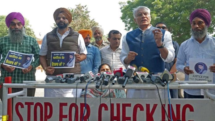 Punjab BJP chief Sunil Jakhar after meeting Punjab Governor Banwarilal Purohit over the alleged suicide of Balwinder Kaur, in Chandigarh Wednesday | ANI