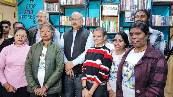 Former ADGP of Agra Rajeev Krishna with acid attack survivors in January this year | Photo: Vishal Sharma